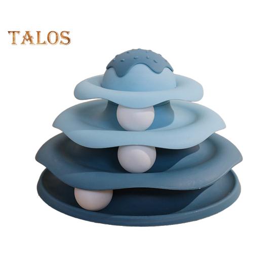 

Игрушка на роликах для кошек, 4-уровневая поворотная башня для кошек с дорожкой для мячей, интерактивная игрушка-головоломка для котят для домашних кошек синий