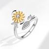 Bague Ouverte Deux Tons Tournesol Mode Pour Femmes Avec Pierre Zirconium Bijoux Fleurs
