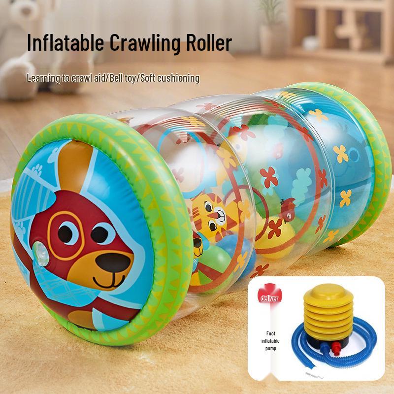 

Надувная игрушка-роллер для ползания для малышей с колокольчиком, 0-1 год, 6-8 месяцев, руководство по ходьбе и обучению