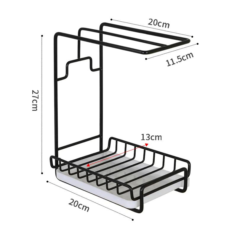 

Бытовая кухонная стойка для хранения вещей без сверления столешницы настенная многофункциональная стойка двойного назначения для хранения одежды для мытья посуды чёрный