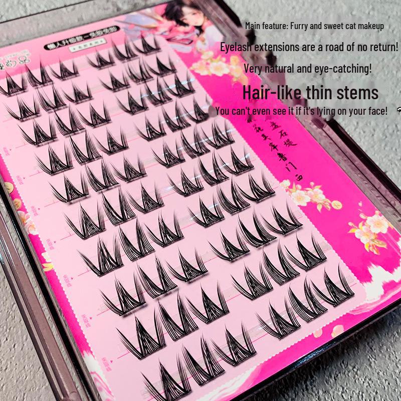 Mengji Shangpin ST77 Self-Adhesive Cat Ear False Eyelashes - Thick, Easy-Use for Beginners.