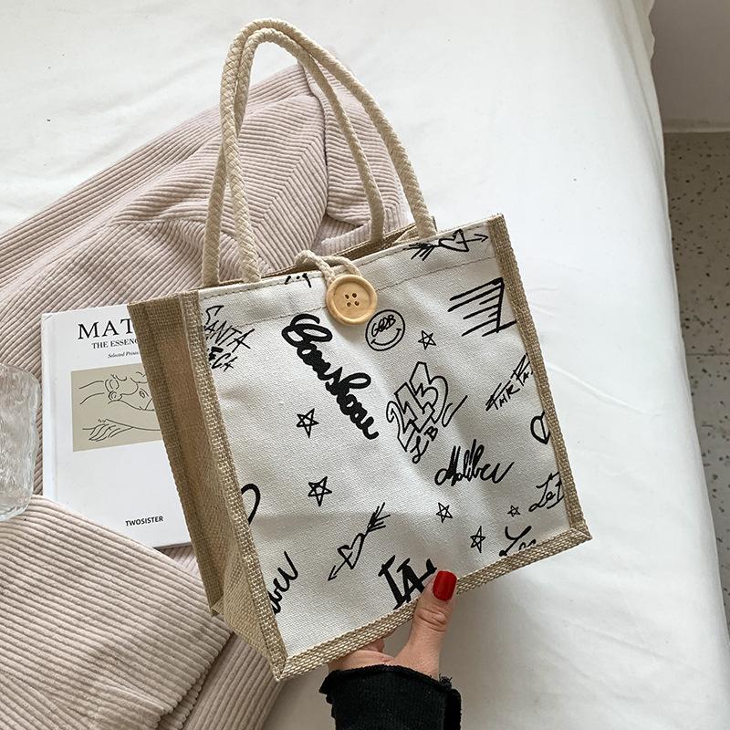 

Ручная льняная сумка Bento для женщин, модная холщовая сумка для риса для офисных работников, японская маленькая сумка через плечо