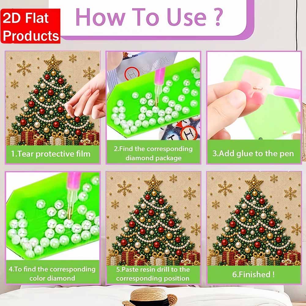 Perlenmalerei Weihnachtsbaum Kunst-Set DIY festliche Perlen Wand Heimdekoration Malerei