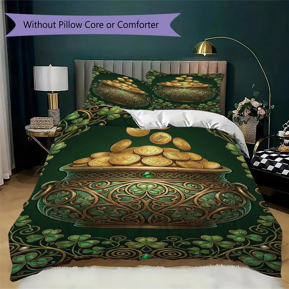 Coins&Rainbows Pattern Bedding uilt Set uilt Cover Pillowcase Home Decoration Birthday Gift (1 * duvet cover + 2 * pillowcase without core)115