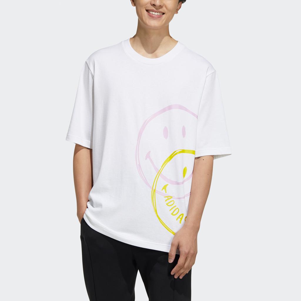 Adidas Neo Casual Sports Smiley Print Vintage T-Shirt Men Tops White H61984
