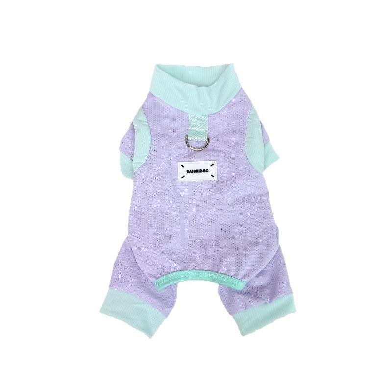 Pet Dog Clothing - Spring and Summer Ice Silk Cooling Four-Legged Coat with Mesh Panels - Cat Cool Clothing - Sun Protection Suit