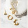 3 Pcs Set Hoop Stud Earrings for Women, Multiple Piercing CZ Crystal Triangle Studs Stackable Huggie Earrings Set Jewelry