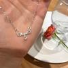 S925 Sterling Silver White Gold Plated Zircon Bow Necklace: Elegant & Versatile Clavicle Chain for Women