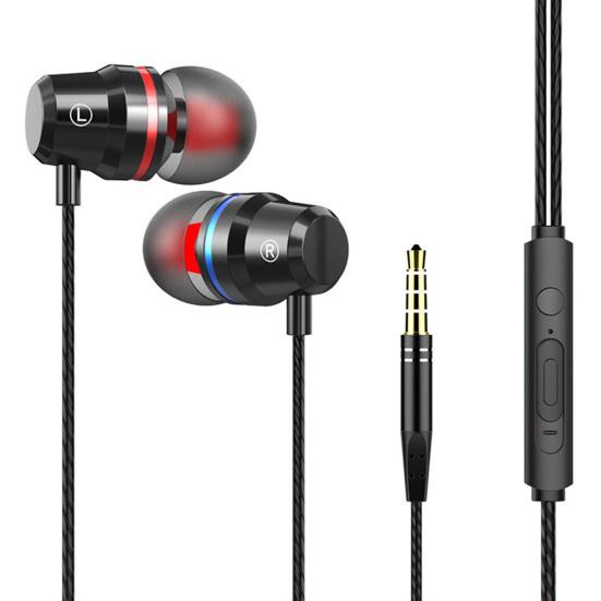 3.5mm Wired In-Ear Earphone Heavy Bass Stereo Volume Control Headphone with Mic