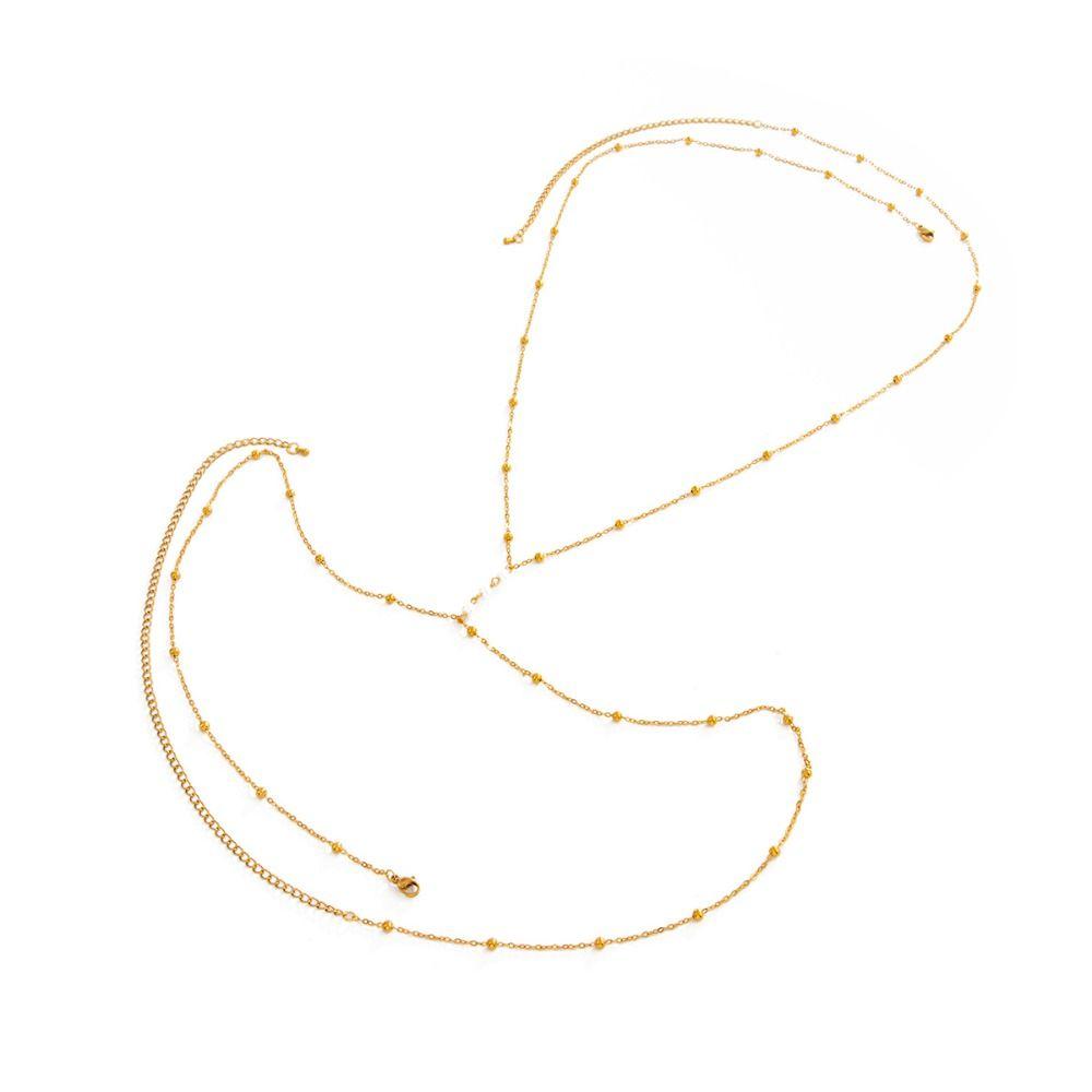 Bohemian Beads Chest Chain Gold Color Bikini Belly Chain Creative Bikinis Beach Jewelry Women
