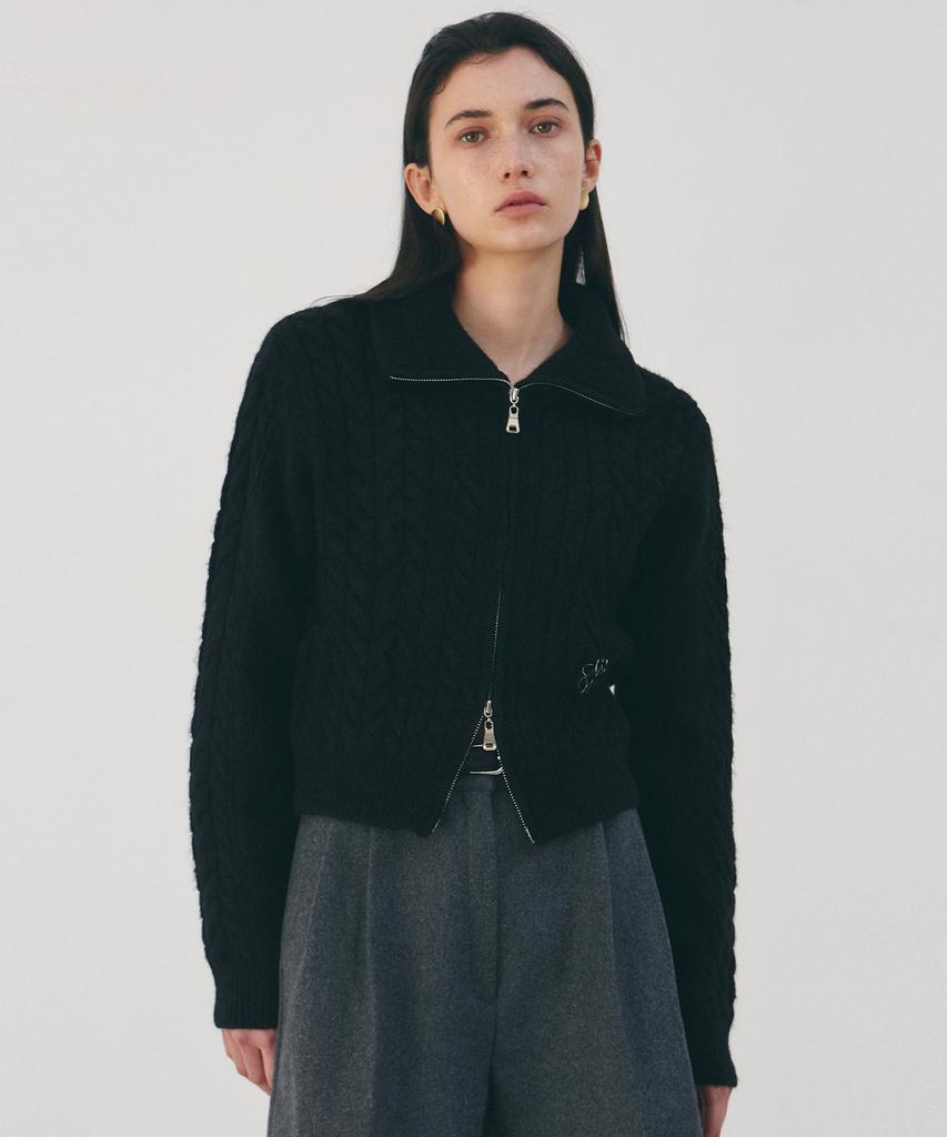Nigaennikol Nicole Twist Sweater Zip Up_Black
