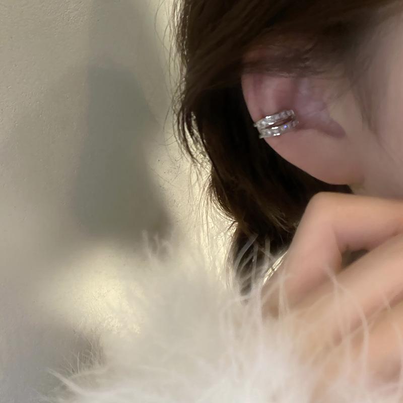 Elegant Zircon Double-Layer Ear Clip for Women - Stylish No Piercing Earrings