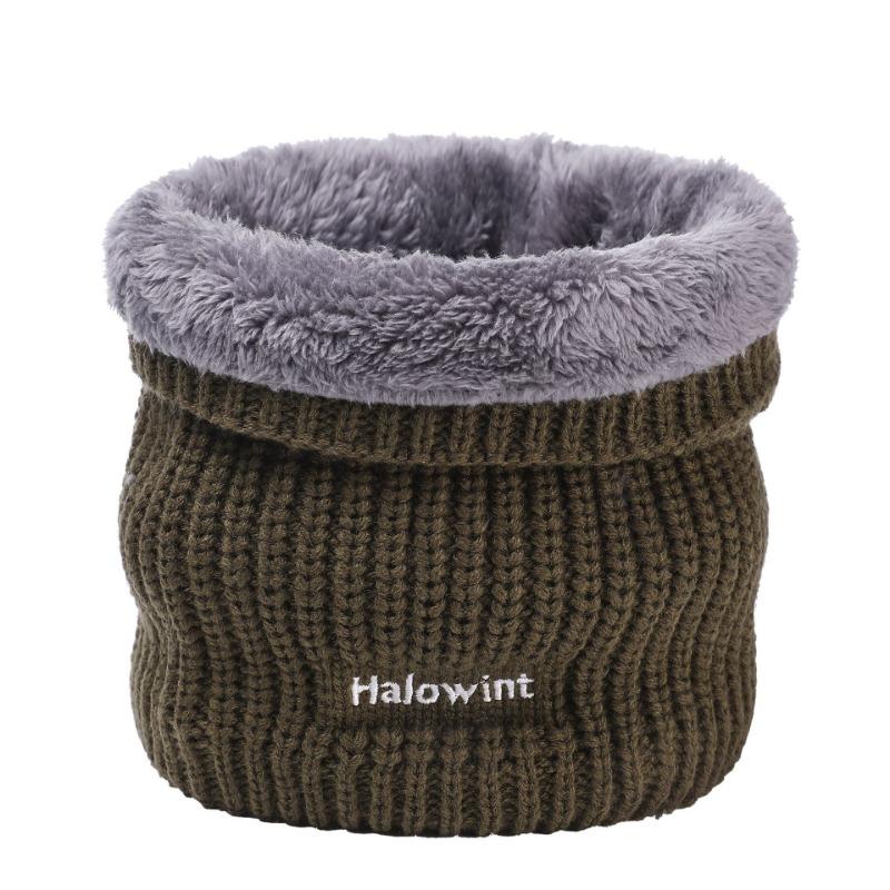 Winter outdoor knitted terry scarf pullover couple velvet solid color embroidery warm scarf women