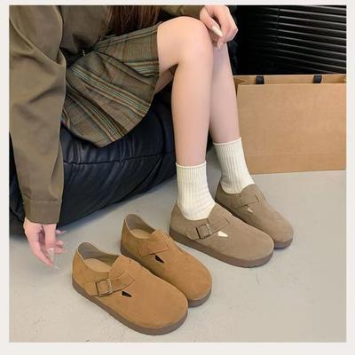 Spring/Autumn New Style Round Toe Buckle Casual and Comfortable Flat Shoes Solid Color Elegant Fashion Low Heel Women's Shoes