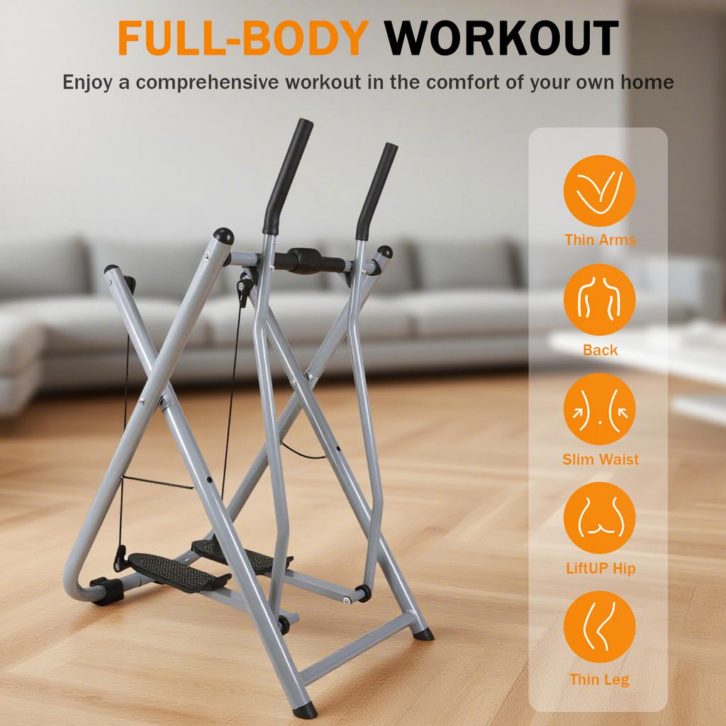 Space Walker Aerobic Stepper Air Walker Exercise Machine W/ Adjustable Resistance Compact Folding Exercise Climber for Home Gym