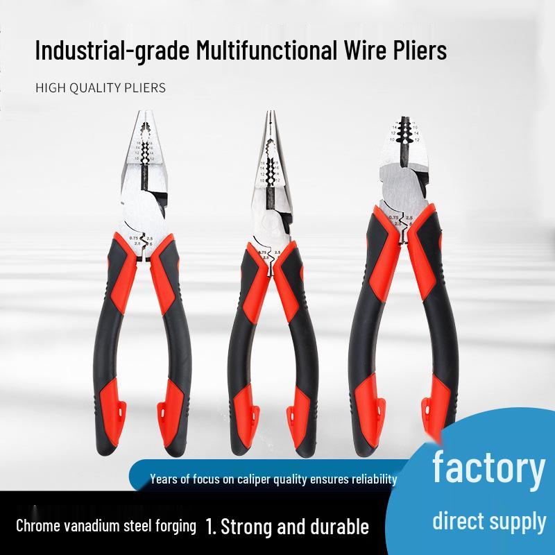 Japanese 60CRV Industrial Grade 9 Angled Electrician Pliers for Cutting, Stripping, and Crimping Cables. Angled Pliers - Wire Stripping