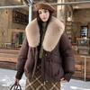 Veste d'hiver épaisse en coton avec grand col en fourrure pour femme, manteau ample type pain, manteau en coton pour femme, vêtements d'extérieur d'hiver