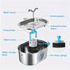 108oz/3.2L Cat Water Stainless Steel Pets Dispenser With LED Light Silent Pump Automatic Fountain For Cat Dog Drinking Bowl