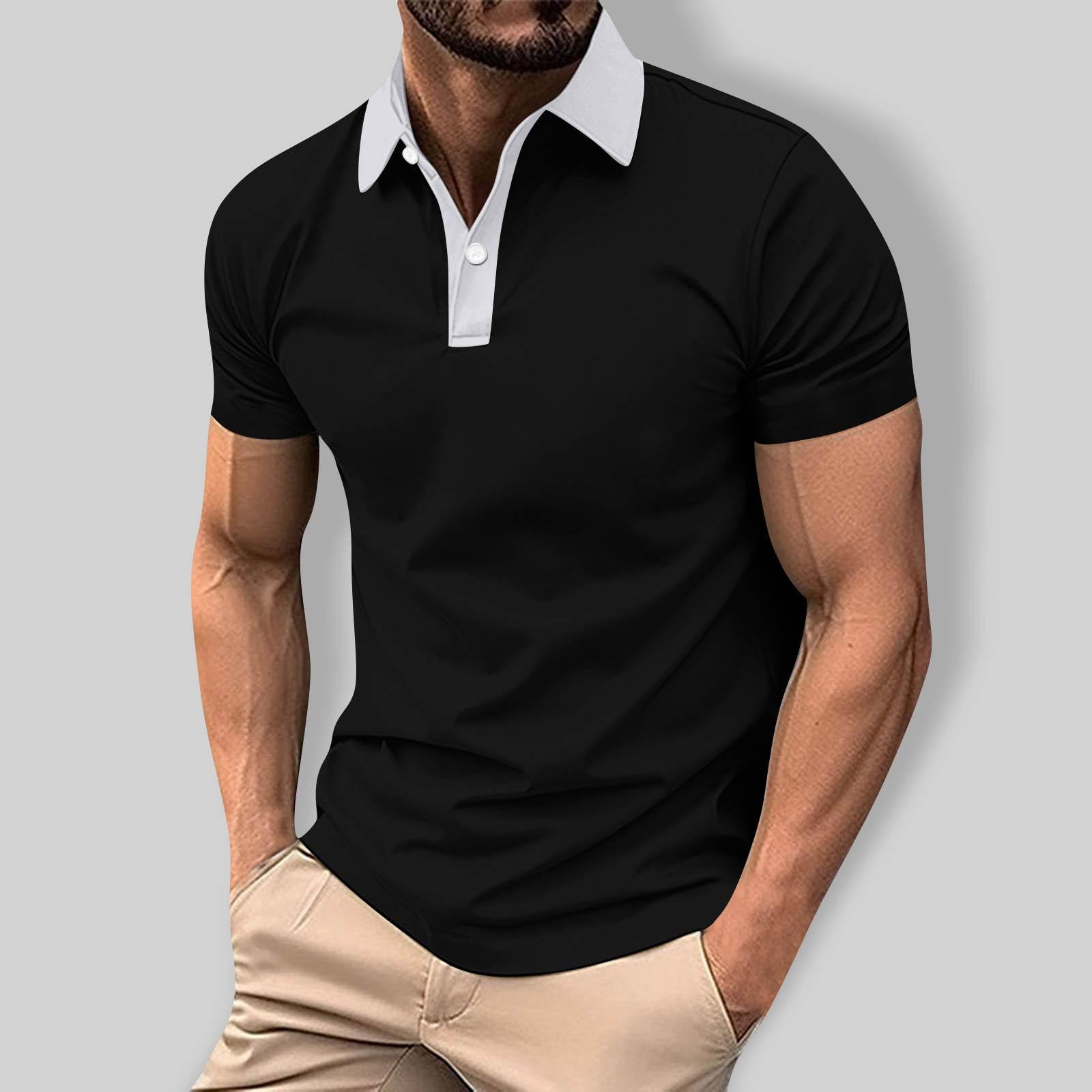 

Men s Summer Leisure Breathable Short Sleeved Shirt Top XXXL чёрный