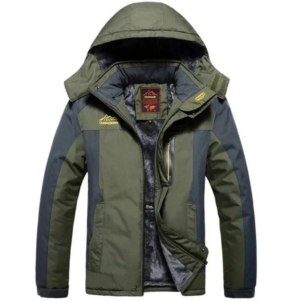 Men's Jacket Winter Outdoor Warm Men's Gorpcore Waterproof Thick Fleece Parka Snow Hiking Casual Windproof Hooded Coat