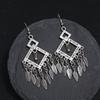 Retro Tibetan silver fringed earrings women's long temperament versatile earrings fashion personality vacation earrings