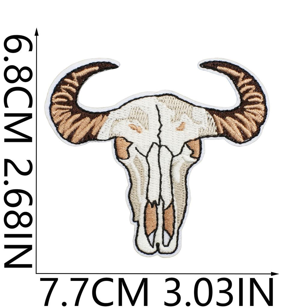 52 Pezzi Stoffa Ricamata Mista Tema Western Denim Adesivo Stile Punk Teschio Patch Adesivo Decorazione Vestiti Cactus