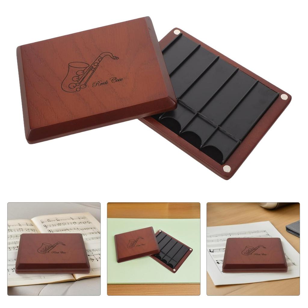 ifundom Alto Saxophone Reed Case, Double Opening, Wooden, Shockproof, Waterproof, Reed Storage Box, Lightweight, Portable, Also Suitable for
