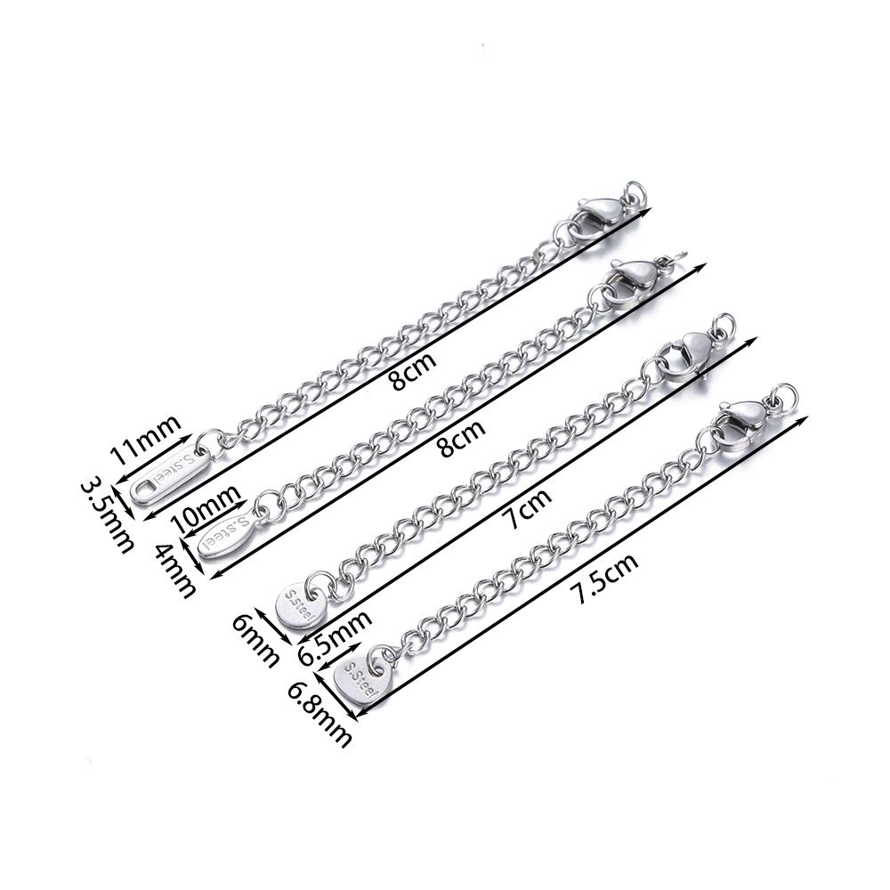 10pcs Stainless Steel Extension Extended Tail Chains Lobster Clasps Connectors DIY Jewelry Making Findings Bracelet Necklaces