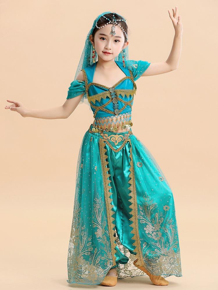 Halloween Girls Dancing Dress Palace Princess Aladdin Lamp Kids Costume Set Princess Gowns Performance Clothes