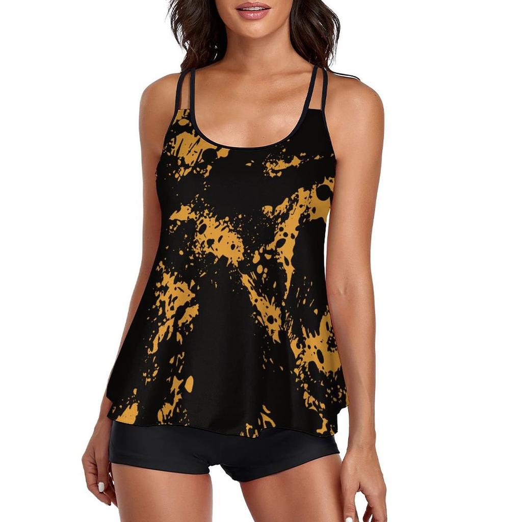 Women Two Piece Flowy  Swimsuits  Bathing Tank Tops With Shorts Athletic Swimwear