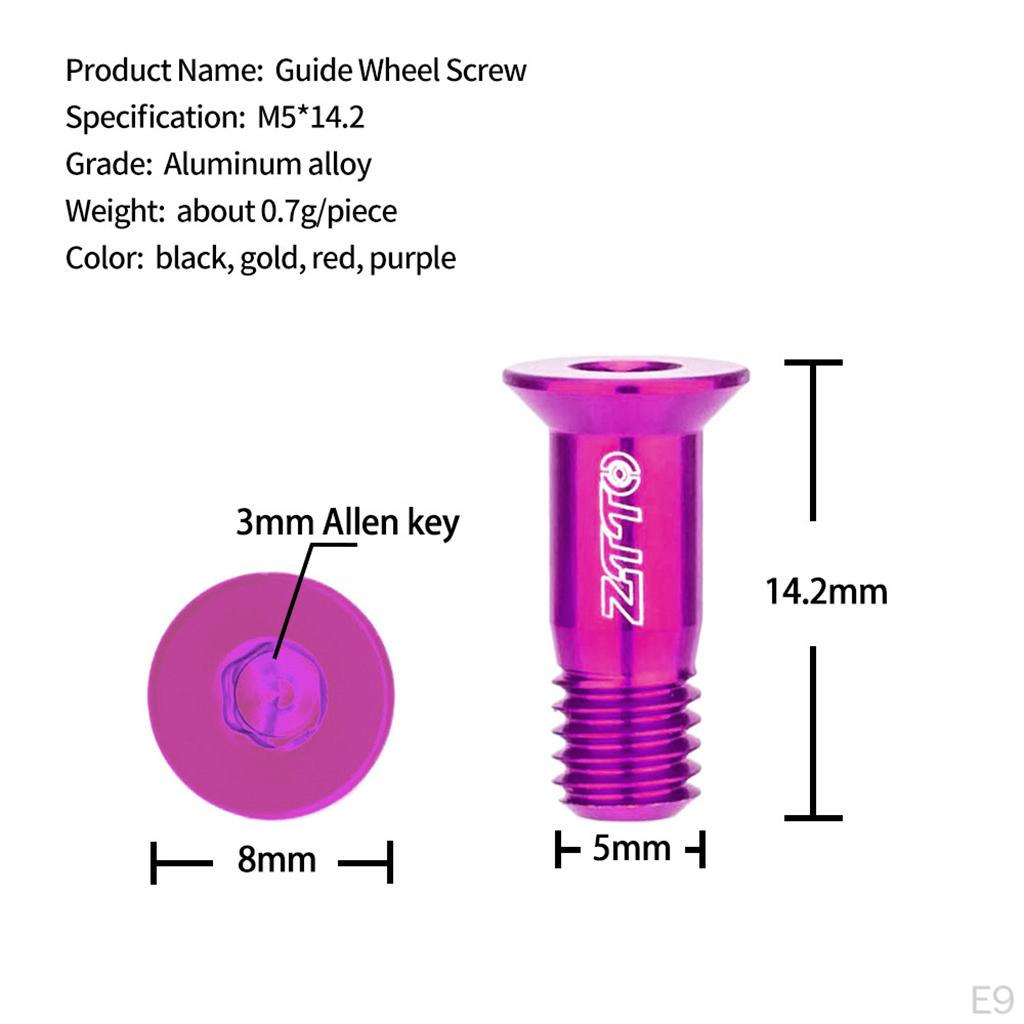 Aluminum Alloy M5 Guide Roller Wheel Screw, Durable Tension Jockey Bolt Rear Derailleur Road