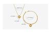 Trendy European & American Couples Peach Heart Necklace & Bracelet Set, Titanium Steel, 18K Gold Plated, Round Bead Chain.
