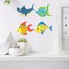 4 Pcs Wood Fish Nautical Wall Decor, Ocean Fish Shark Rustic Hanging Beach Decor, Cartoon Coastal Wall Art for Living Room, Nursery