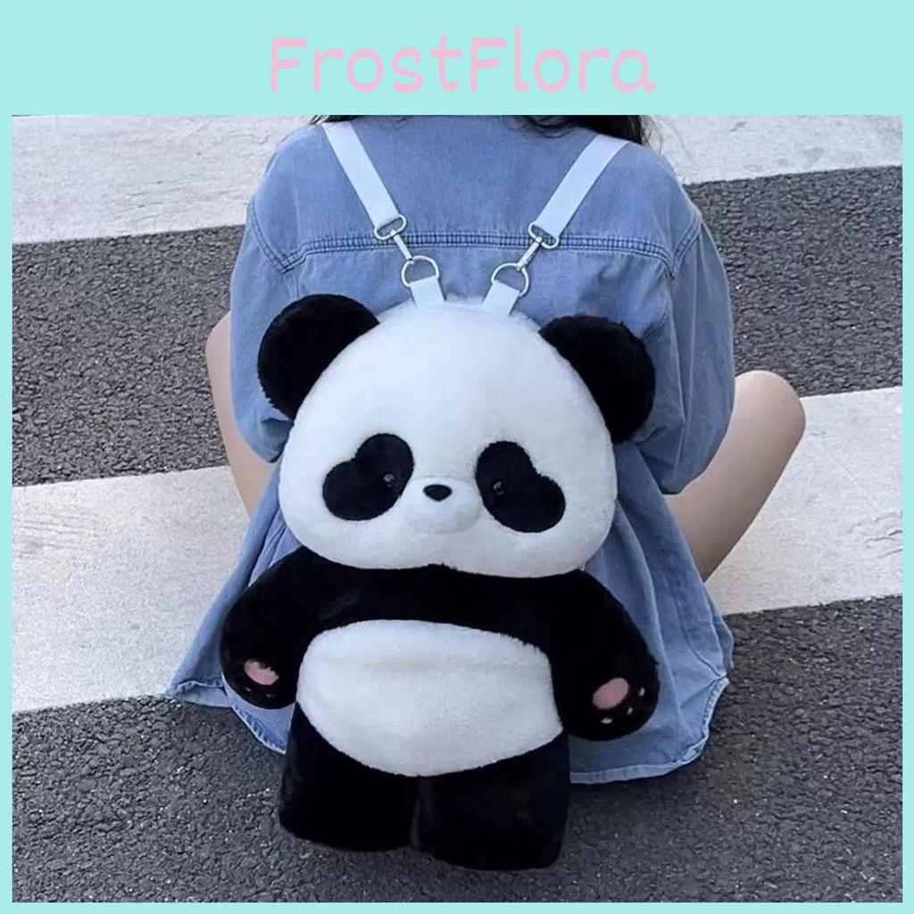 Cute Panda Plush Bag For Girls With Nylon Interior And Zipper Closure For Daily Use