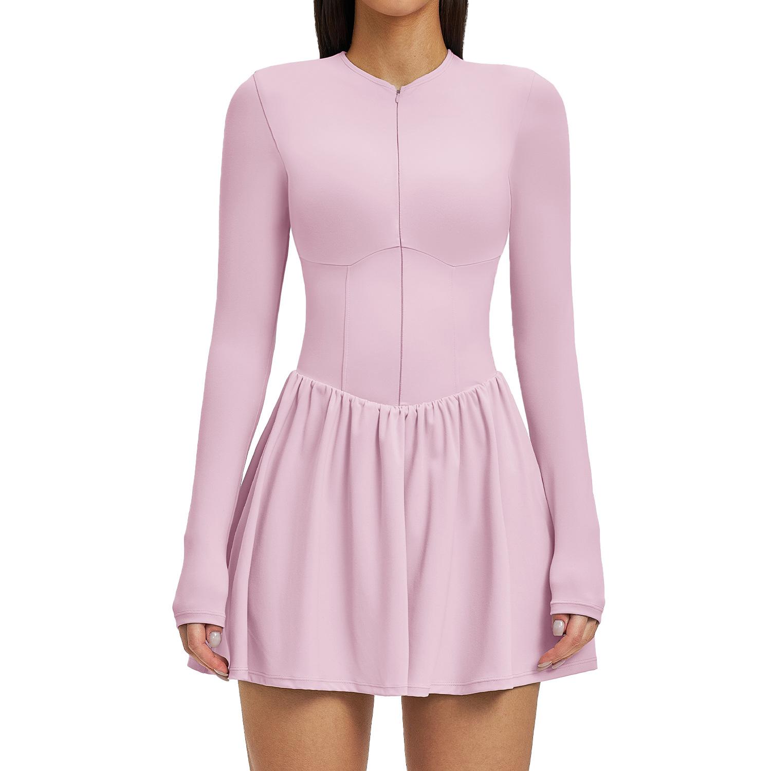 

Summer Nude Fake Two-piece Tennis Skirt Bottoming Anti exposure Fitness Pocket Skirt Sports Dress XL
