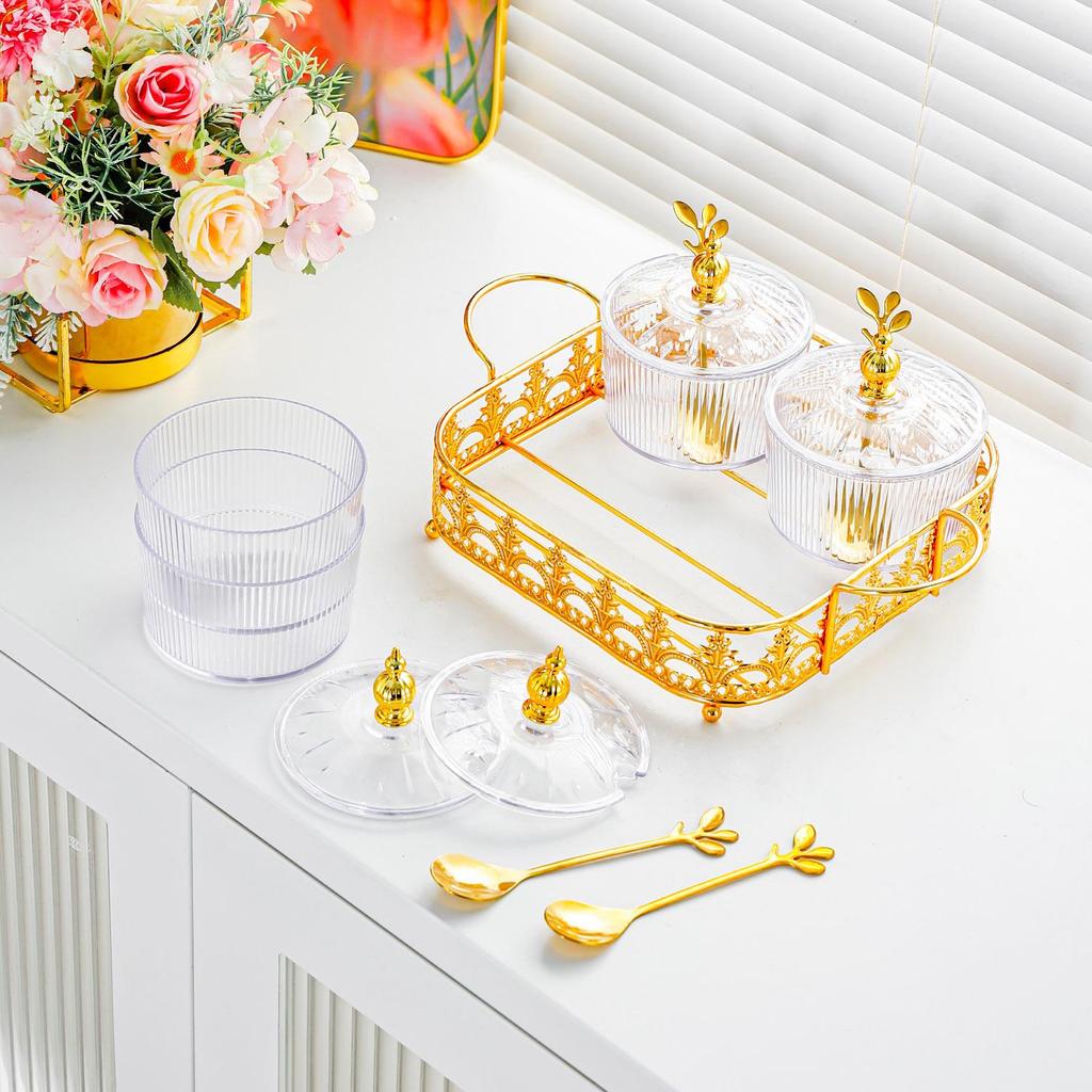 Multi-Functional Snack and Candy Plate with Spoon, Perfect for Living Room Coffee Tables - Ideal for Fruit, Dried Fruit, and Tea Snacks.