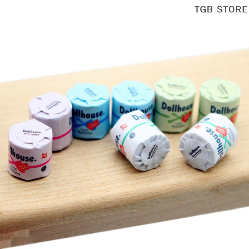 1 Peça Mini Rolo de Papel Higiênico Casa de Bonecas Lenço Rasgável Cena Acessórios para Casa de Boneca