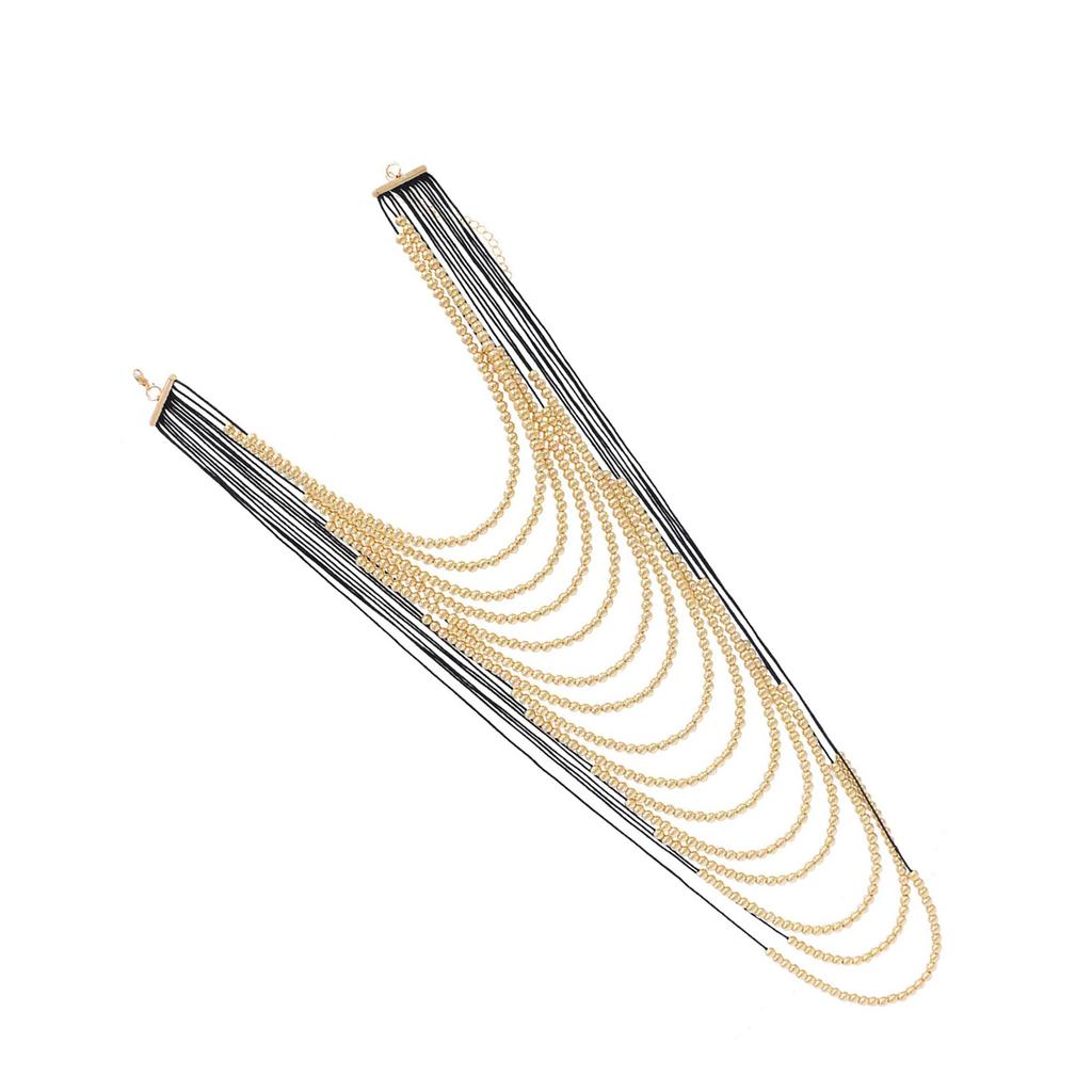 Elegant Multi Layer Beaded Necklace Waterfall Clavicle Chain Adjustable Length Neckchain for Bohemian Style Enthusiasts