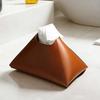 Faux Leather Tissue Holder Decorative Tissue Box Cover Pyramid Tissue Box Case Tabletop Tissue Dispenser