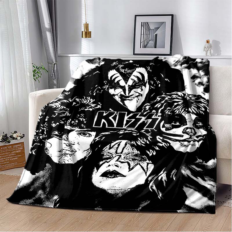 KISS Band Pattern Throw Blanket Light Weight Blanket for Living Room Bedroom Kidsroom Warm Blanket Christmas Gift