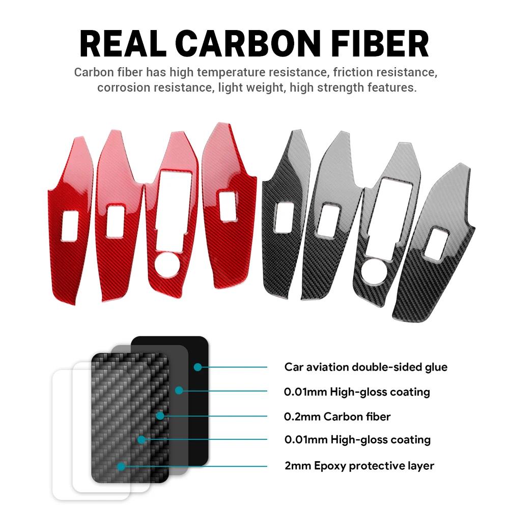 LHD RHD Real Soft Carbon Fiber Sticker For Mazda 3 Axela 2014 2015 2016 2017 2018 Car Window Lift Button Panel Trim Accessories