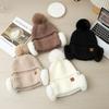 Outdoor Travel Autumn and Winter Warm Thickened Knitted Hat Women's Solid Color Ear Protection Hairball Hat