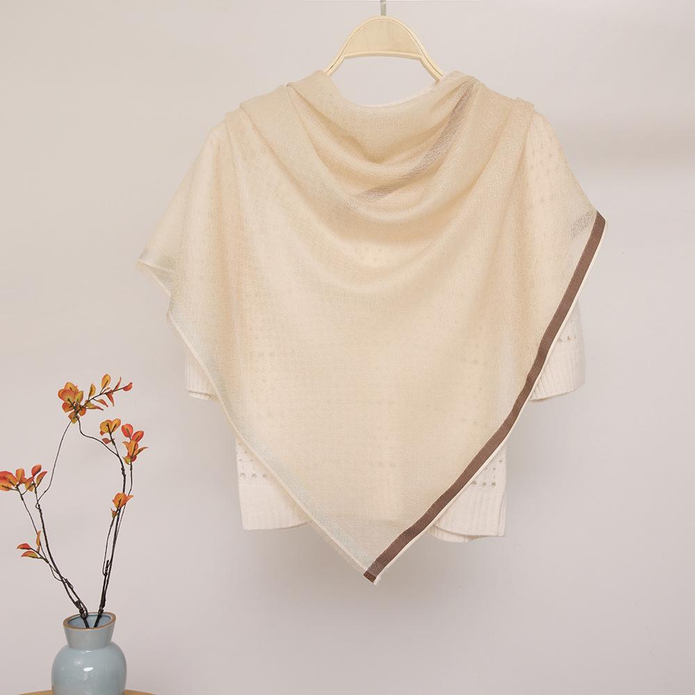 Women's Water-Soluble Cashmere Plaid Shawl: Sun-Blocking Summer Square Scarf & Air-Conditioned Room Wrap