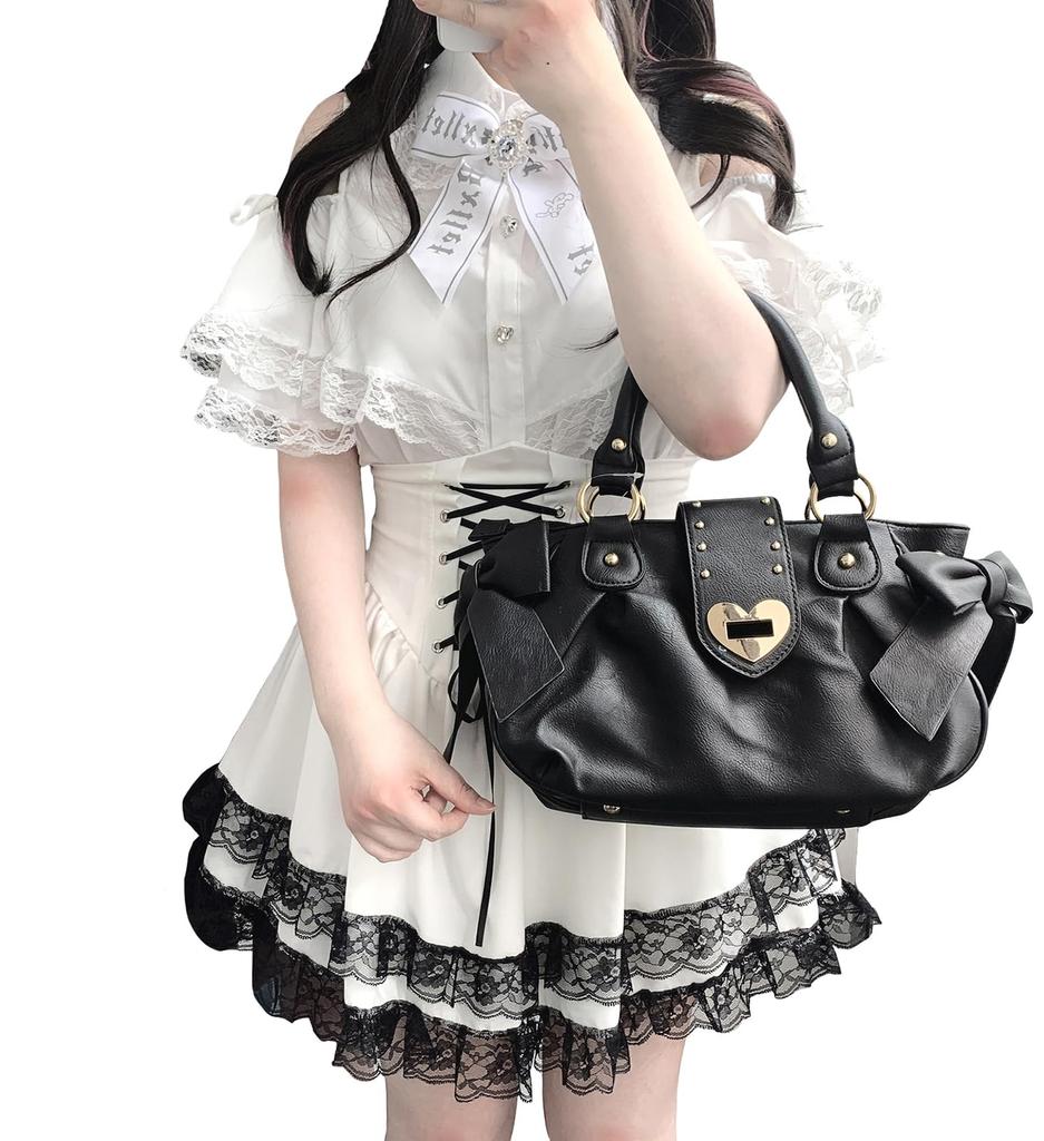 XHSUKADO Short Detachable Ribbon and Brooch and Stylish Perfect for and White Women's Open-Shoulder Blouse, Sleeve, Mass-Produced, Cute, Included,