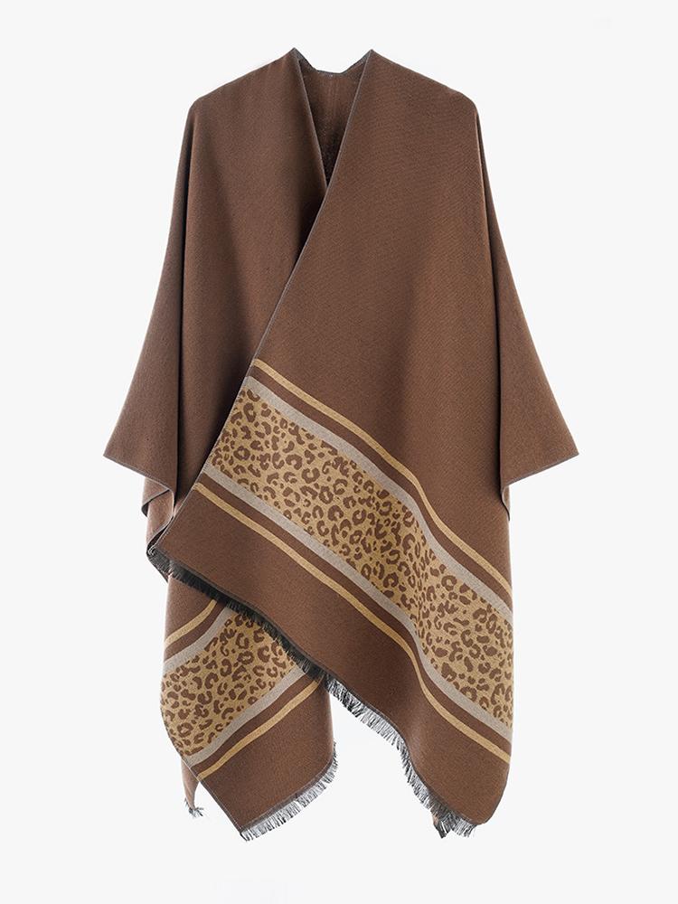 Autumn Winter Women Scarf Lady Layers Poncho Elegant Leopard Wrap Shawl Scarve Capa Para Mujer Pashmina Cloak Imitation Cashmere