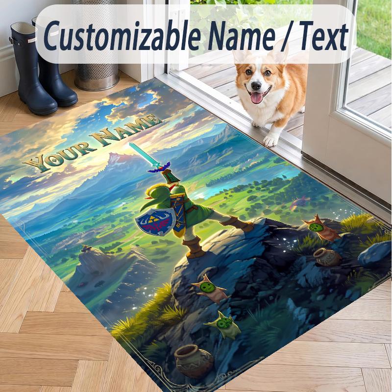 Custom Text Zelda Pattern Floor Rug Soft Indoor Carpet Mat Living Room Bedroom