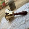Polished Brass Hand Bell with Dark Wood Handle  Nautical Decor