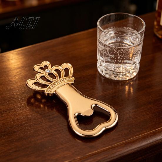 Heavy-duty Bottle Opener Electroplated Crown Shape Jar Opener, Multi Function Smooth Edges Lid for Various Caps