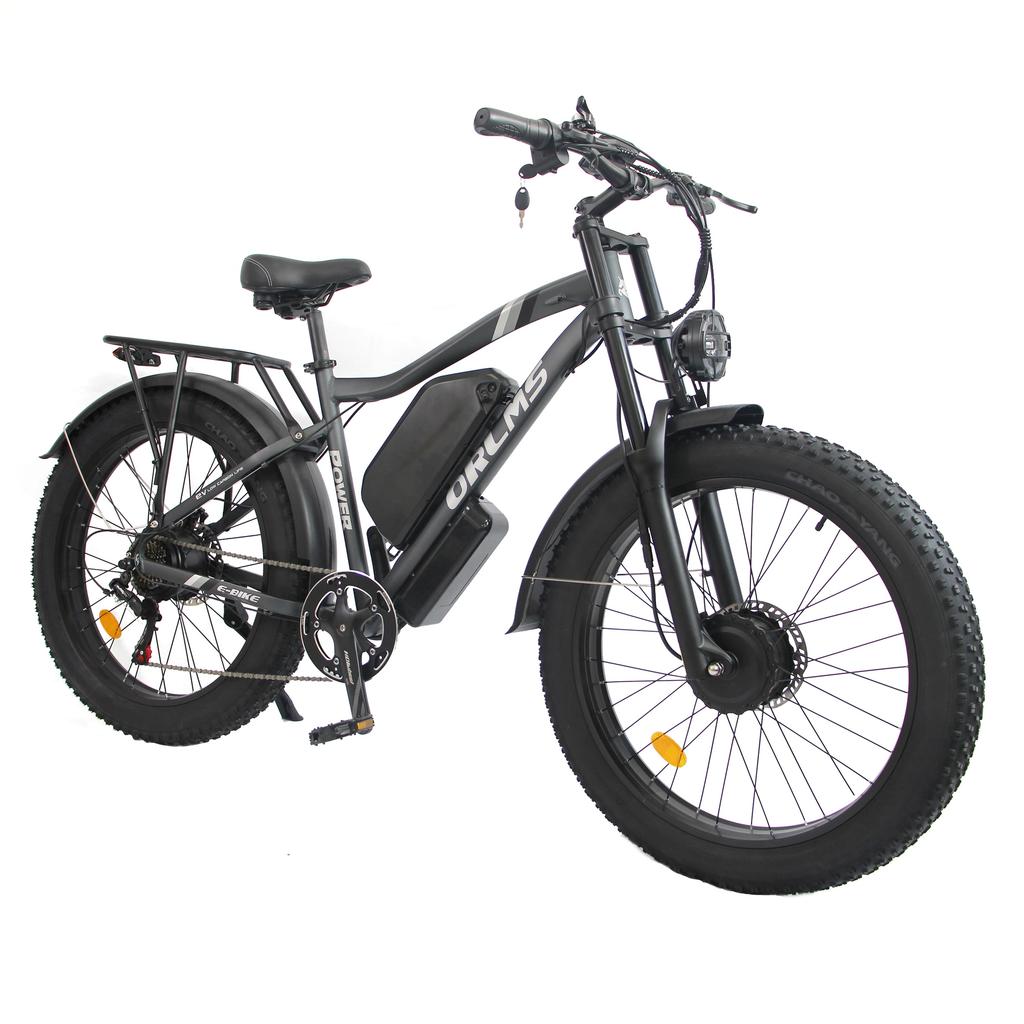 ORLMS MX500 Gold/Grey 2000W Dual Motor+52V25AH Detachable Battery 26 * 4.0-inch Tire Maximum Speed 60KM/H Electric Bicycle