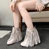 Autumn Winter New Fashion Warm Fluff Ankle Boots Women Round Toe Casual Flat Height Increased Tassel Fringe Shoes Botas De Mujer